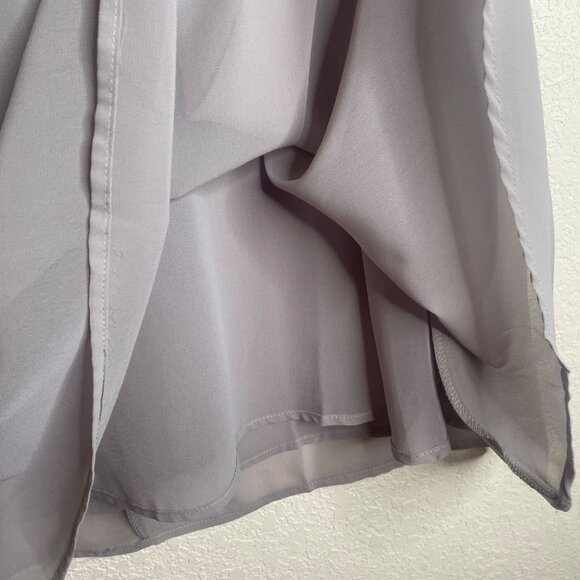 Sheilay‎ Sleeveless Midi A-Line Chiffon Dress XL Light Gray Lined Cocktail Event - Picture 5 of 7